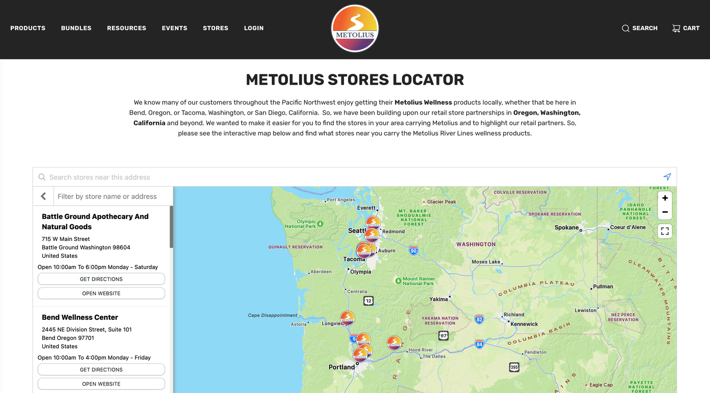 Metolius Wellness Is At A Store Near You - New Store Locator Listing All Metolius Retail Locations