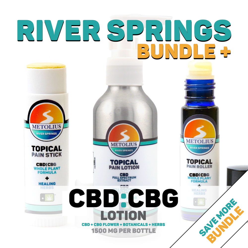 RIVER SPRINGS BUNDLE PLUS - CBD + CBG EXTRACT + ESSENTIAL OILS + HEALING HERBS