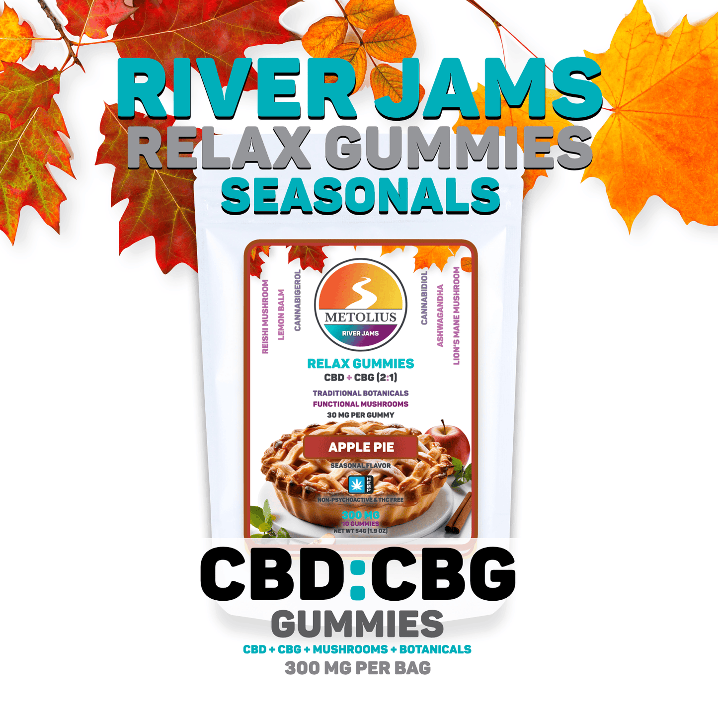 
                  
                    RIVER JAMS RELAX SEASONALS - CBD + CBG + TRADITIONAL BOTANICALS + FUNCTIONAL MUSHROOMS
                  
                