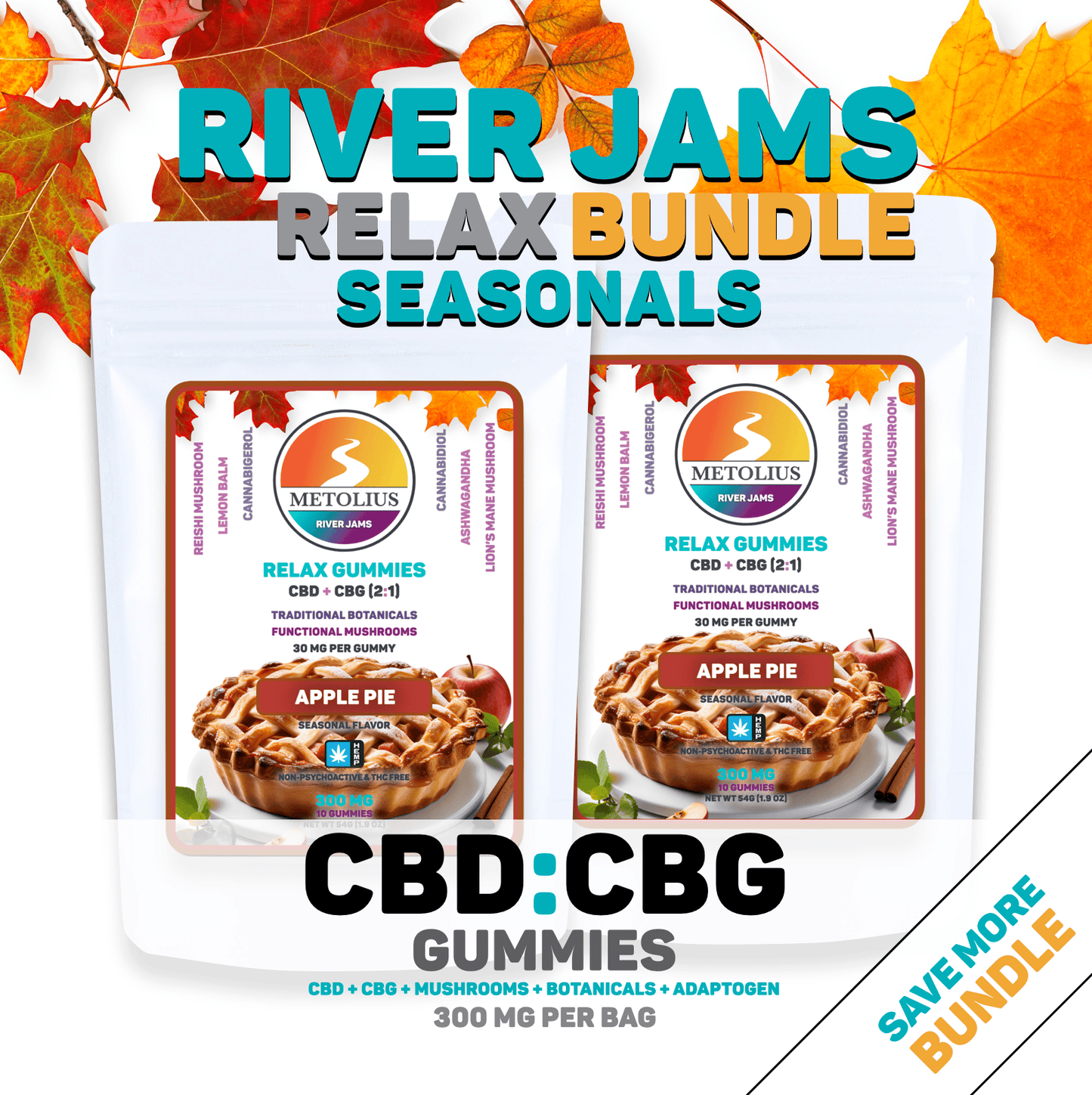 
                  
                    RIVER JAMS RELAX SEASONALS BUNDLE - CBD + CBG + TRADITIONAL BOTANICALS + FUNCTIONAL MUSHROOMS
                  
                