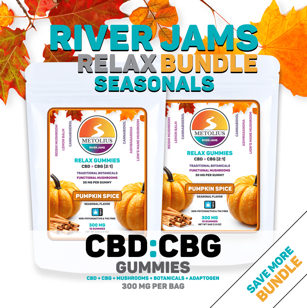 RIVER JAMS RELAX SEASONALS BUNDLE - CBD + CBG + TRADITIONAL BOTANICALS + FUNCTIONAL MUSHROOMS
