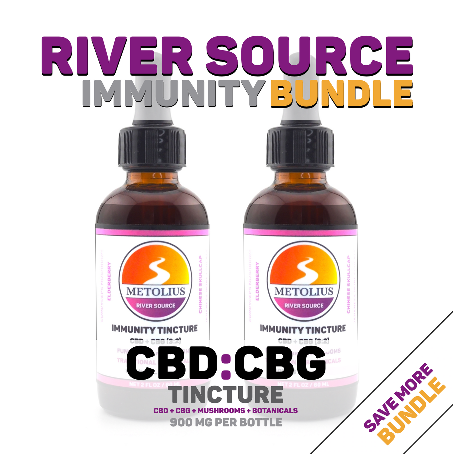 
                  
                    RIVER SOURCE IMMUNITY BUNDLE - CBD + CBG + FUNCTIONAL MUSHROOMS + TRADITIONAL BOTANICALS
                  
                