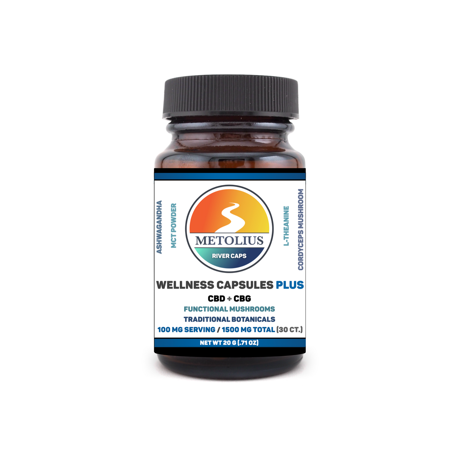 
                  
                    RIVER CAPS WELLNESS PLUS - CBD + CBG EXTRACTS + FUNCTIONAL MUSHROOMS + TRADITIONAL BOTANICALS
                  
                